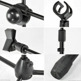 Adjustable Foldable Microphone Stand Mic Holder Tripod Two Clip Boom