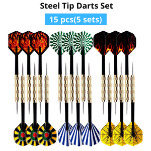 15 pcs(5 sets) of Steel Tip Darts Needle Slim Barrel With Nice Dart Flights Set
