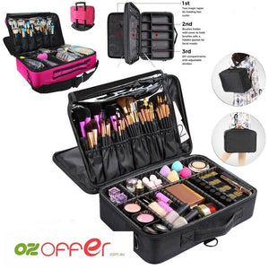 Makeup Bag Professional Cosmetic Case Brush Storage Organizer Handle Travel Kit