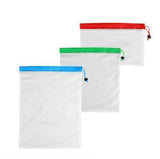 9x Eco Friendly Reusable Mesh Produce Bags Superior Double-Stitched Strength
