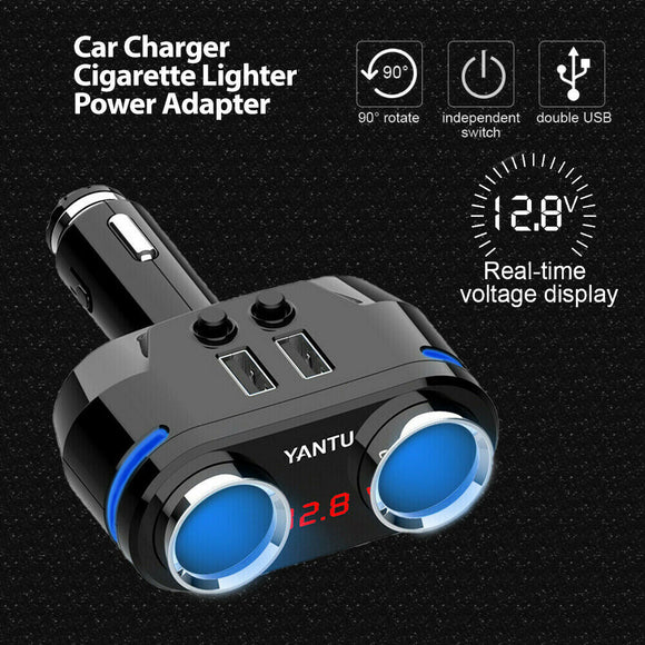 Car Charger Cigarette Lighter Power Adapter 12V 3.1A Dual USB Socket Splitter