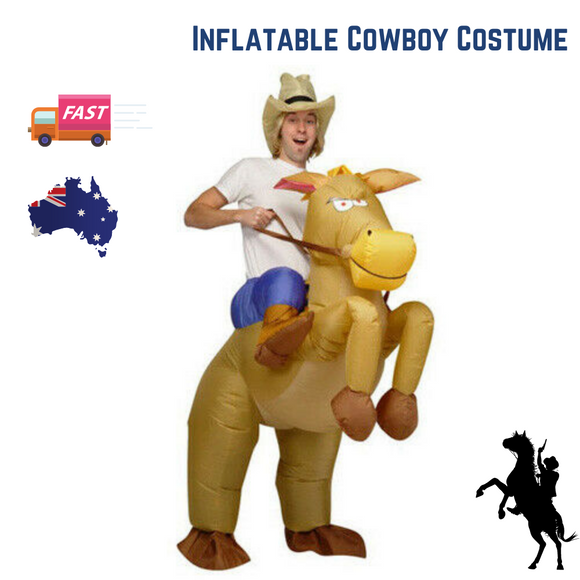 Inflatable Horse Cowboy Suit Halloween Fun Fancy Party Adult Dress Costume
