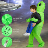 Scary Halloween Green Alien Inflatable Kid Costume Party Dress Blow Up Suits