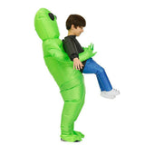 Scary Halloween Green Alien Inflatable Kid Costume Party Dress Blow Up Suits