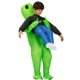 Scary Halloween Green Alien Inflatable Kid Costume Party Dress Blow Up Suits