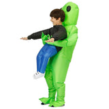 Scary Halloween Green Alien Inflatable Kid Costume Party Dress Blow Up Suits