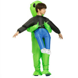 Scary Halloween Green Alien Inflatable Kid Costume Party Dress Blow Up Suits