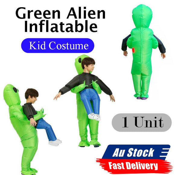 Scary Halloween Green Alien Inflatable Kid Costume Party Dress Blow Up Suits
