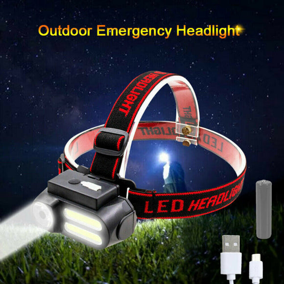 4 Modes COB LED Headlight USB Rechargeable Headlamp Head Light Torch Flashlight