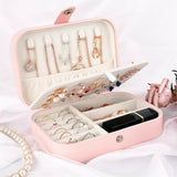 Portable Travel Jewellery Box Organizer Leather Ornaments Display Case Storage