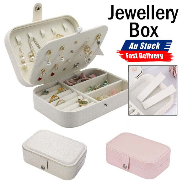 Portable Travel Jewellery Box Organizer Leather Ornaments Display Case Storage