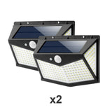 2 Units 212 LED Solar PIR Motion Sensor Light Garden Outdoor Security Wall Lights