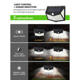 2 Units 212 LED Solar PIR Motion Sensor Light Garden Outdoor Security Wall Lights