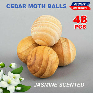 48Pcs Cedar Moth Balls Jasmine Scented repellent Clothes Insects Natural Wood
