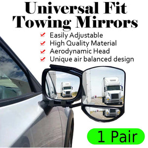 One Pair Towing Mirrors Pair Clip on Multi Fit Clamp On Towing Caravan 4X4 Trailer