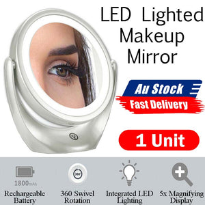 Sansai LED Lighted 5x Magnifying Makeup Mirror Portable USB Rechargeable