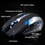 LED Wired Wireless Gaming Mouse USB Ergonomic Optical For PC Laptop Rechargeable
