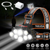 8 LED T6 Headlamp Headlight Torch Rechargeable Flashlight Work Light