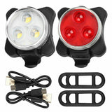 2pcs Waterproof Bicycle Bike Light Safety USB Rechargeable Front & Rear LED Lamp