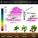 4 Head 40W 80 LED Grow Light Growing Veg Flower Indoor Clip Plant Lamp