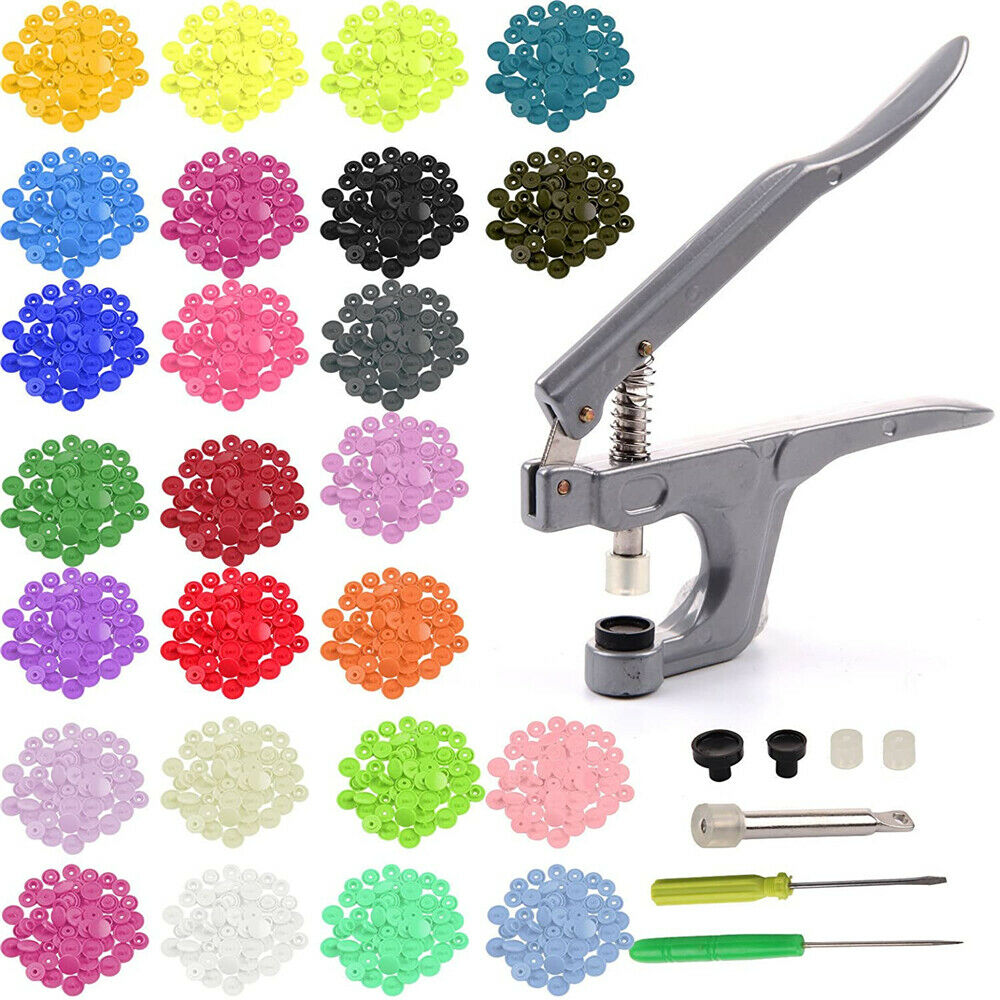 640PCS Plastic KAM Snaps Kit T5 Fastener Button Press Stud Plier Tool ...