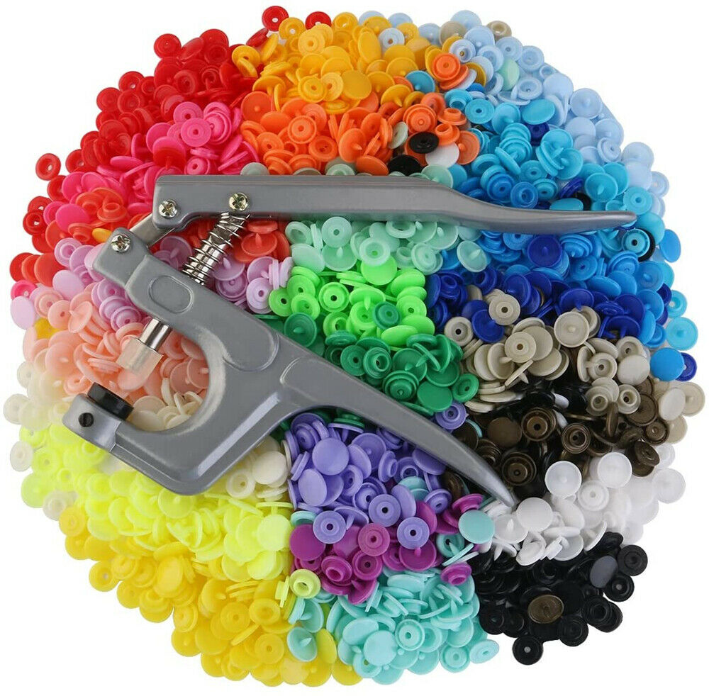 Kam Button Machine 1500PCS Plastic KAM Snaps Kit T5 Fastener Button Press Stud Plier Tool ...