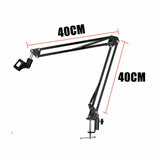 Microphone Suspension Boom Arm Desktop Stand Mic Holder Mount Bonus Pop Filter