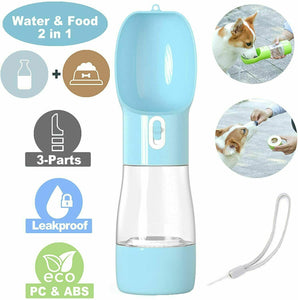 2 in1 Puppy Dog Cat Pet Water Bottle Cup Drinking Travel Outdoor Portable Feeder