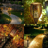 4X LED Solar Flickering Torch Path Light Dancing Flame Garden Landscape Lamp