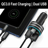 QC3.0 Fast Charging Bluetooth 5.0 Car Kit Wireless FM Transmitter Dual USB MP3