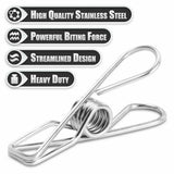 100x Stainless Steel Clothes Pegs Hanging Clips