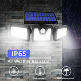 3 Head Solar Motion Sensor Light Outdoor Garden Wall Security Flood Lamp 70LEDs