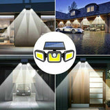 3 Head Solar Motion Sensor Light Outdoor Garden Wall Security Flood Lamp 100LEDs
