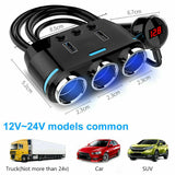 3 Way Dual USB LCD Car Charger Lighter Double Power Adapter Socket Splitter