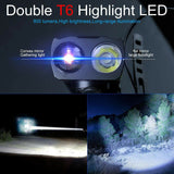 USB Rechargeable 15000LM Bicycle Bike Smart Front Light 2*T6 LED 6 Modes w/ Horn