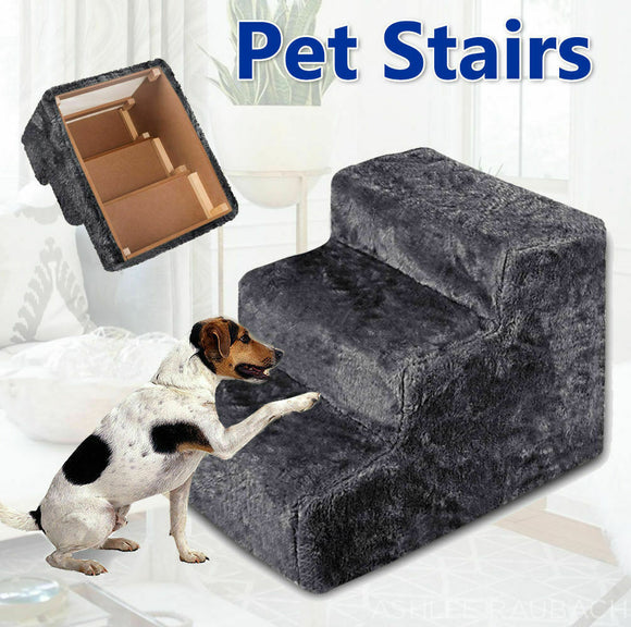 Portable Pet Soft Plush 3 Steps Ladder Dog Cat Stairs