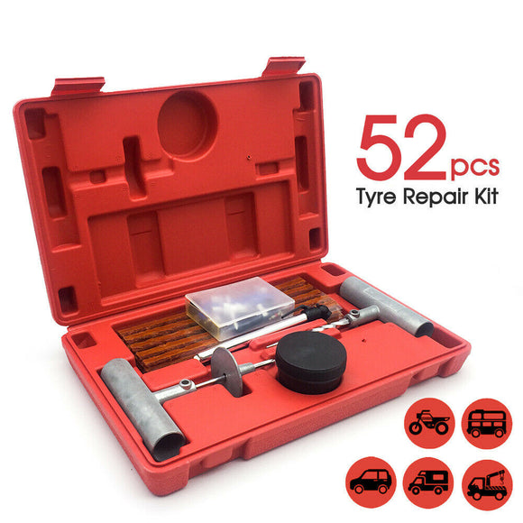 52PCS Tyre Puncture Repair Recovery Kit Offroad Heavy Duty 4WD Tool Plugs Tube