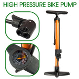 160 PSI High Pressure Bicycle Air Pump Bike Alloy Floor Dual Valve Gauge UP