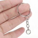 100x Split Metal Key Rings Keyring Blanks With Link Chains For DIY Craft