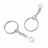 100x Split Metal Key Rings Keyring Blanks With Link Chains For DIY Craft