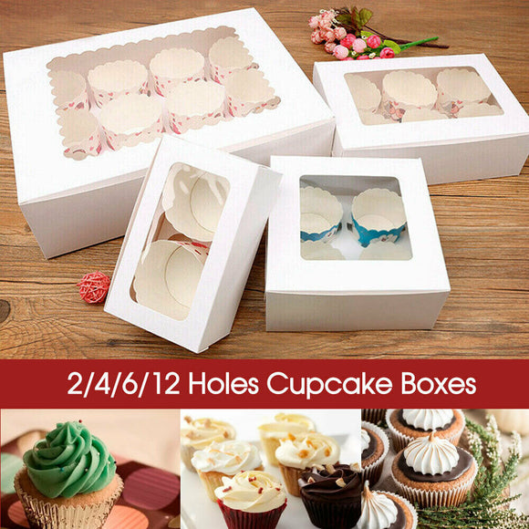 2/4/6/12 Holes Clear Window Cupcake Display Muffin Cups