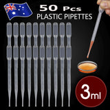 Plastic Pipettes Eye Dropper 50x Disposable Graduated Transfer Liquid Paint 3ML