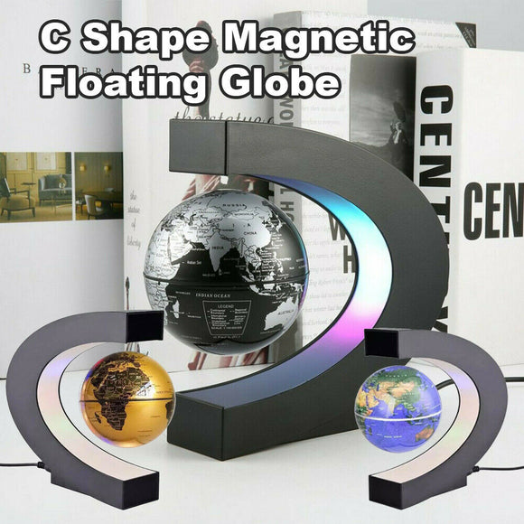 C Shape LED World Map Decoration Magnetic Levitation Floating Globe Light