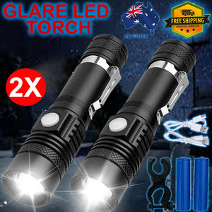 2X 60000lm CREE Q3-WC T6 LED Flashlight Torch Bike Mount USB Rechargeable