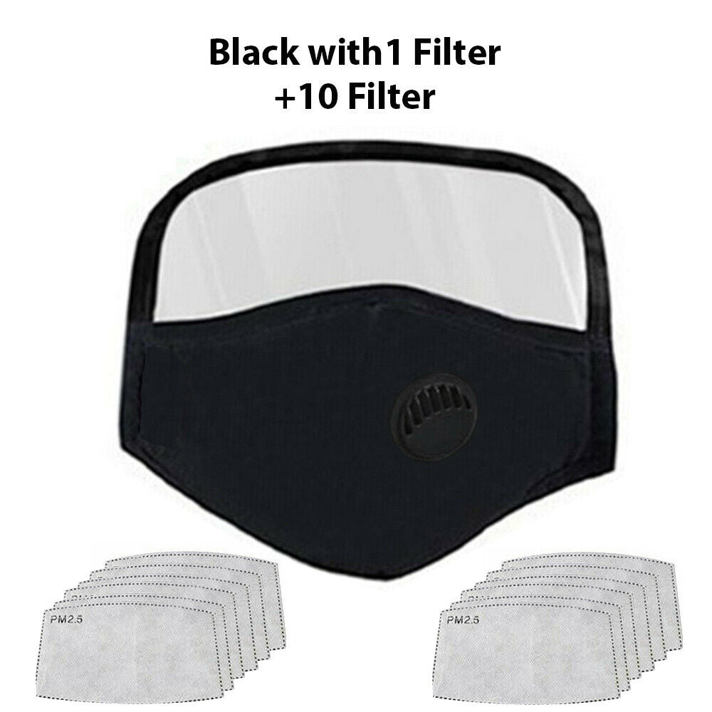 Filters Face Mask Reusable Eye Shield Washable Anti Air Pollution Adul ...
