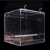 Acrylic Automatic Parrot Feeder No Mess Bird Cage Seed Feeding Container Box