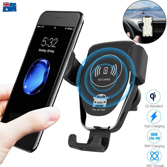 Qi Wireless Fast Charger Car Gravity Holder Mount For iPhone X Xs Max S9 S10 +