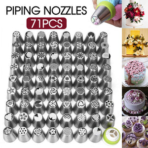 71PCS Piping Nozzles Set Cake Decorating Flower Russian Icing Tips Pastry Tools