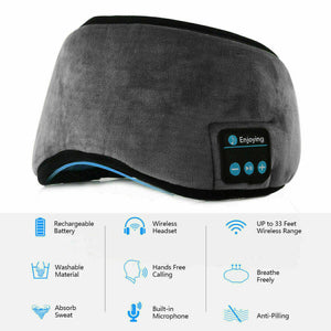 Wireless Bluetooth 5.0 Stereo Eye Mask Headphones Earphone Sleep Music Mask PB