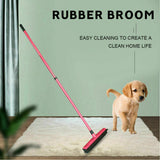 Rubber Broom For Dog Cat Pet Hair Car Windows Handle Sweeper Squeegee Floor